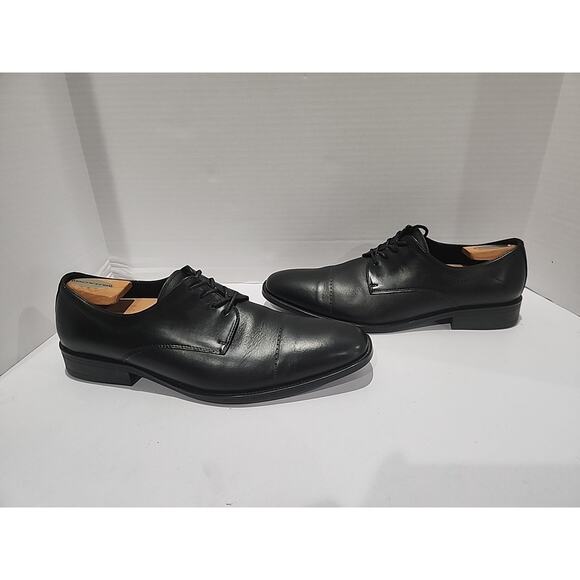 Kenneth Cole Leather Dress Shoe Mens 11M Black Leisure Hour Oxfords Work Formal - Picture 3 of 10